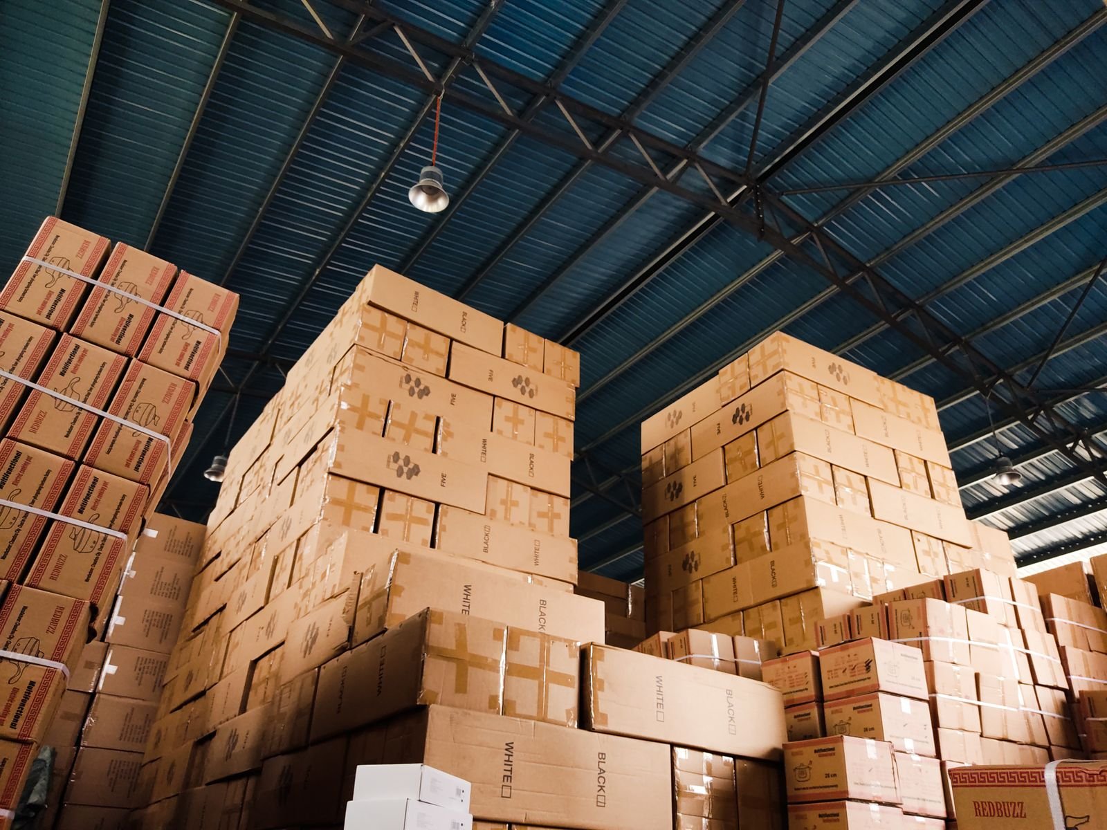 Boxes stacked in a warehouse for LCL consolidation