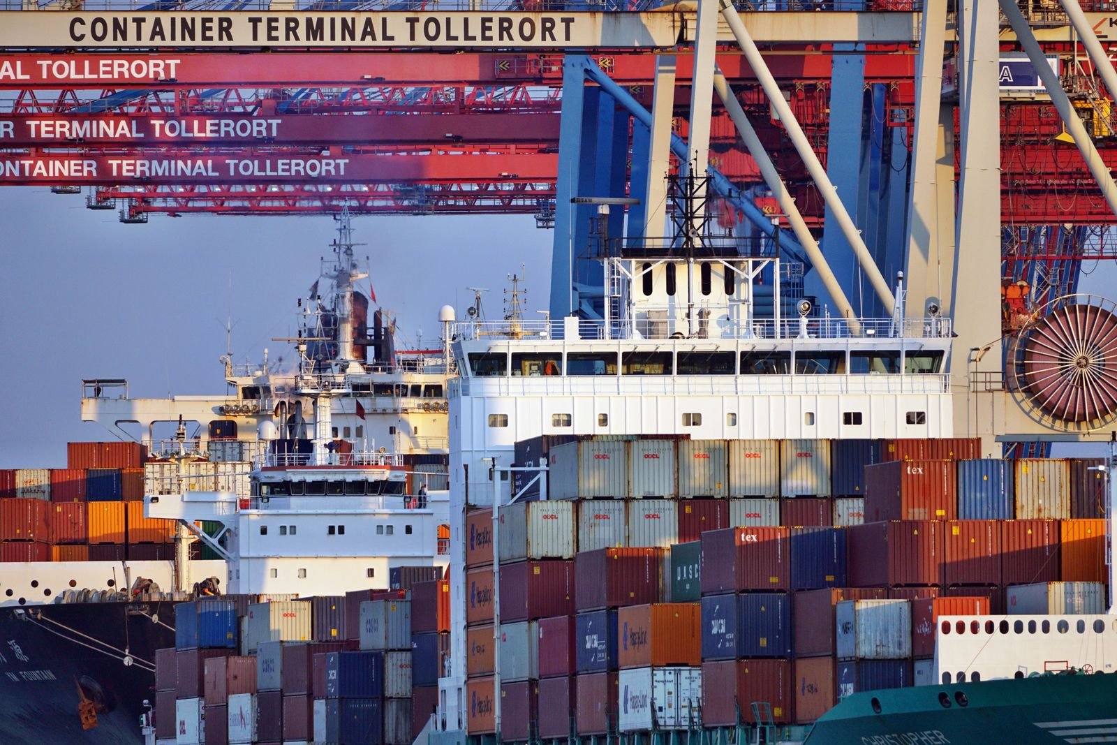 Containers in a harbor
