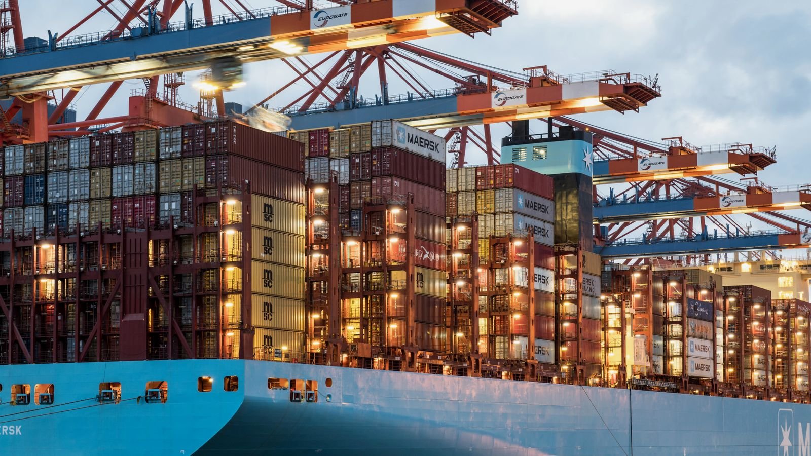 Containers stacked in a seaport