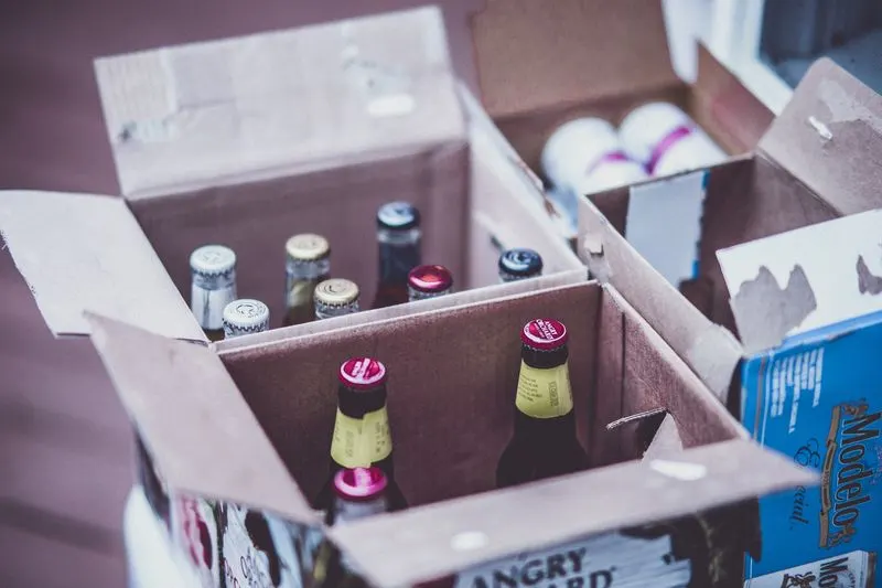 Bottles packed inside boxes