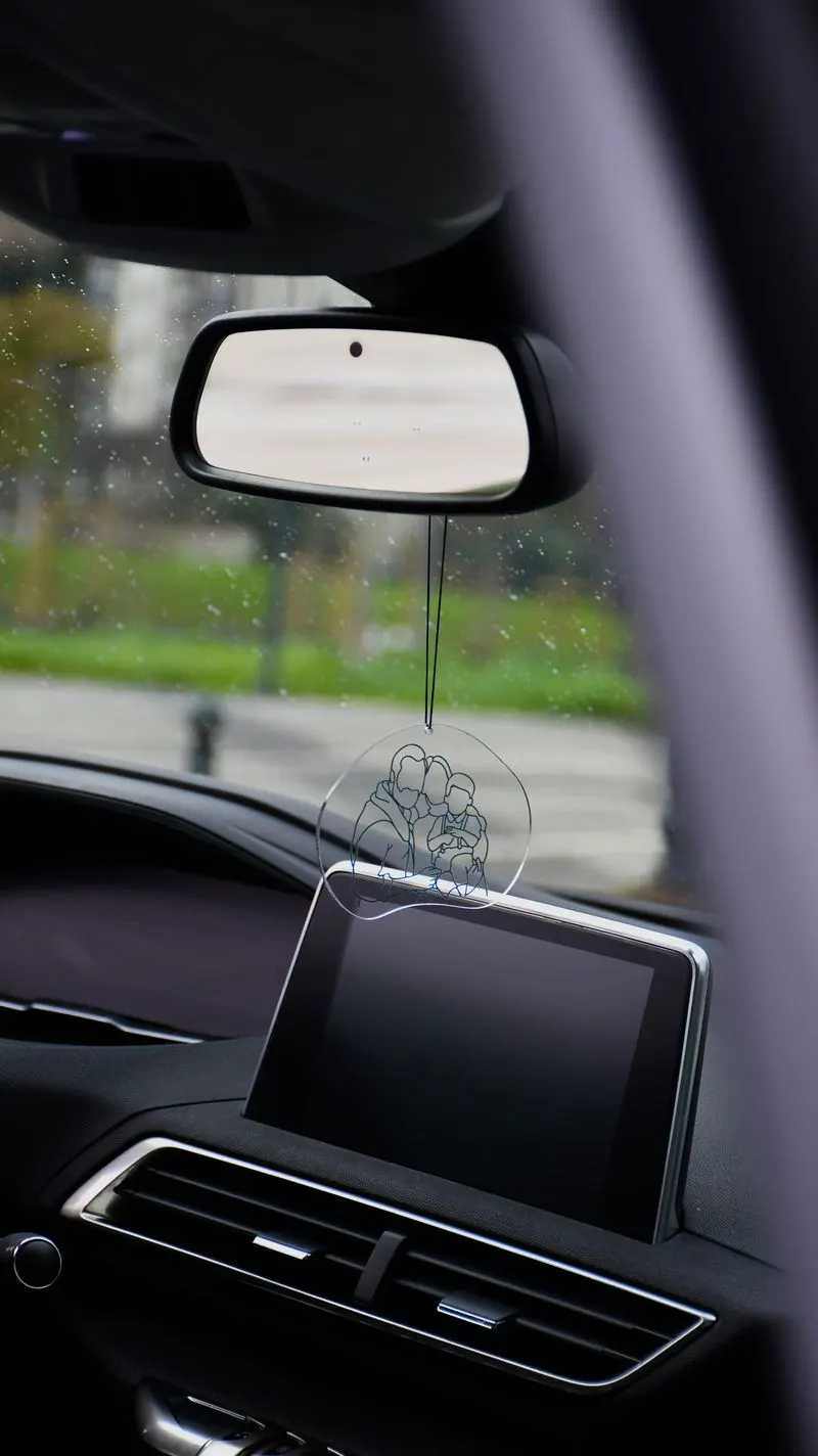 Car interior with rearview mirror and dashboard