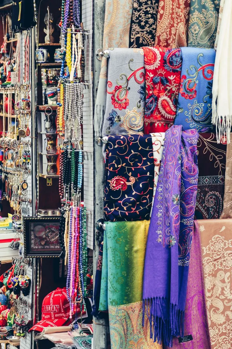 Colourful scarves and shawls
