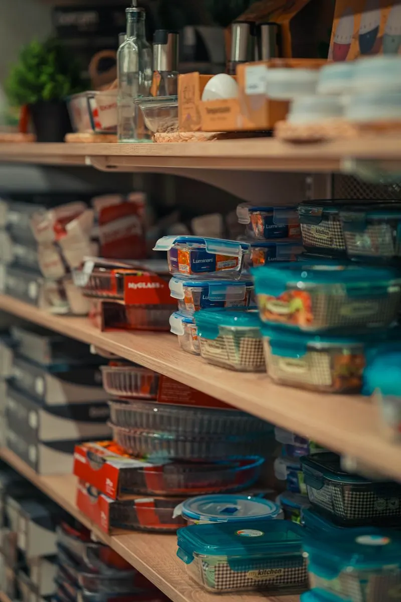 Organised kitchen pantry with storage containers