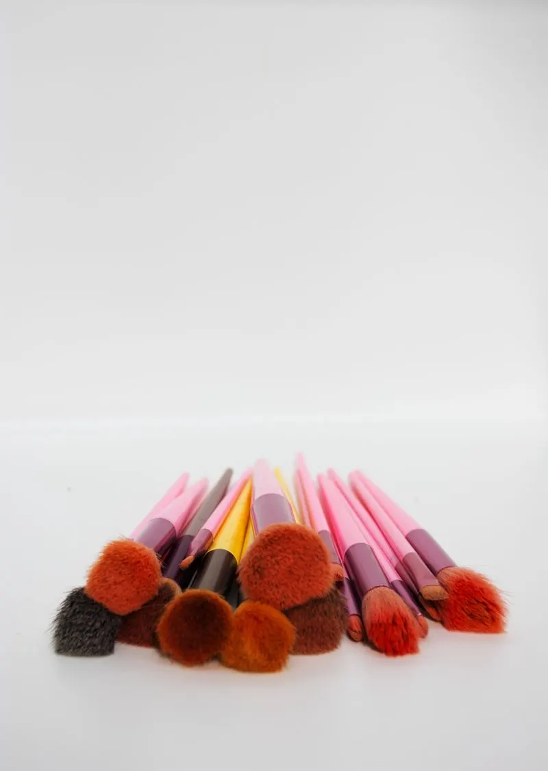 Stack of makeup brushes